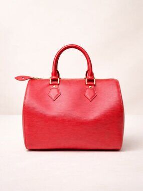 Authentic Louis Vuitton Speedy 25 Red Epi Leather Hand Bag